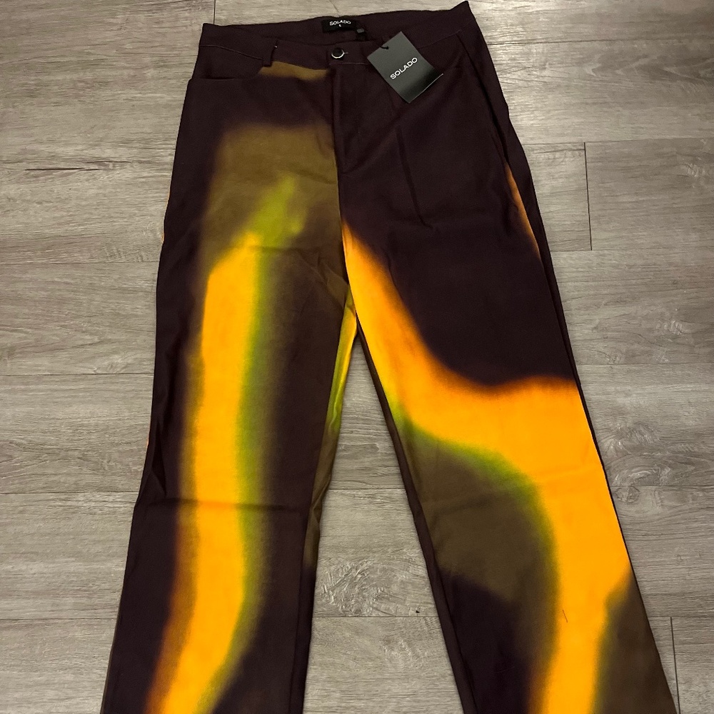 High Waist Color Block Wide Leg Pants